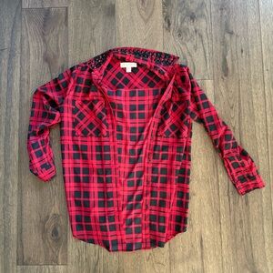 Michael Kors Red and Black Plaid Shirt Size XS